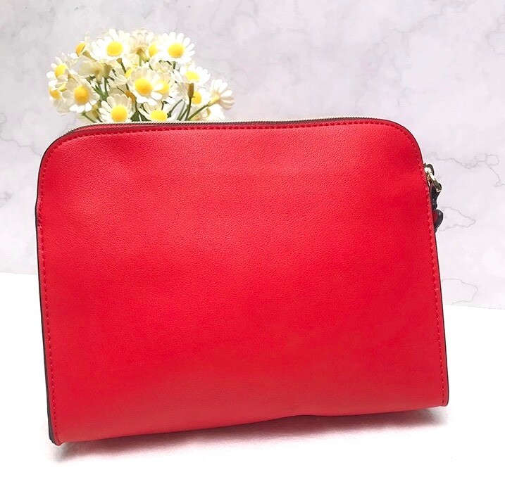 New! Estee Lauder Faux Leather Makeup Bag with Zipper ~ Red