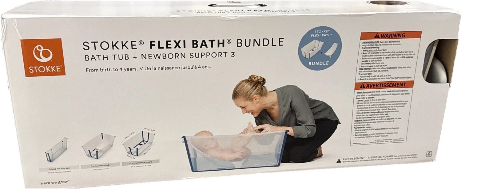 Stokke Flexi Bath Bundle, Sandy Beige - Foldable Baby Bathtub + Newborn Support