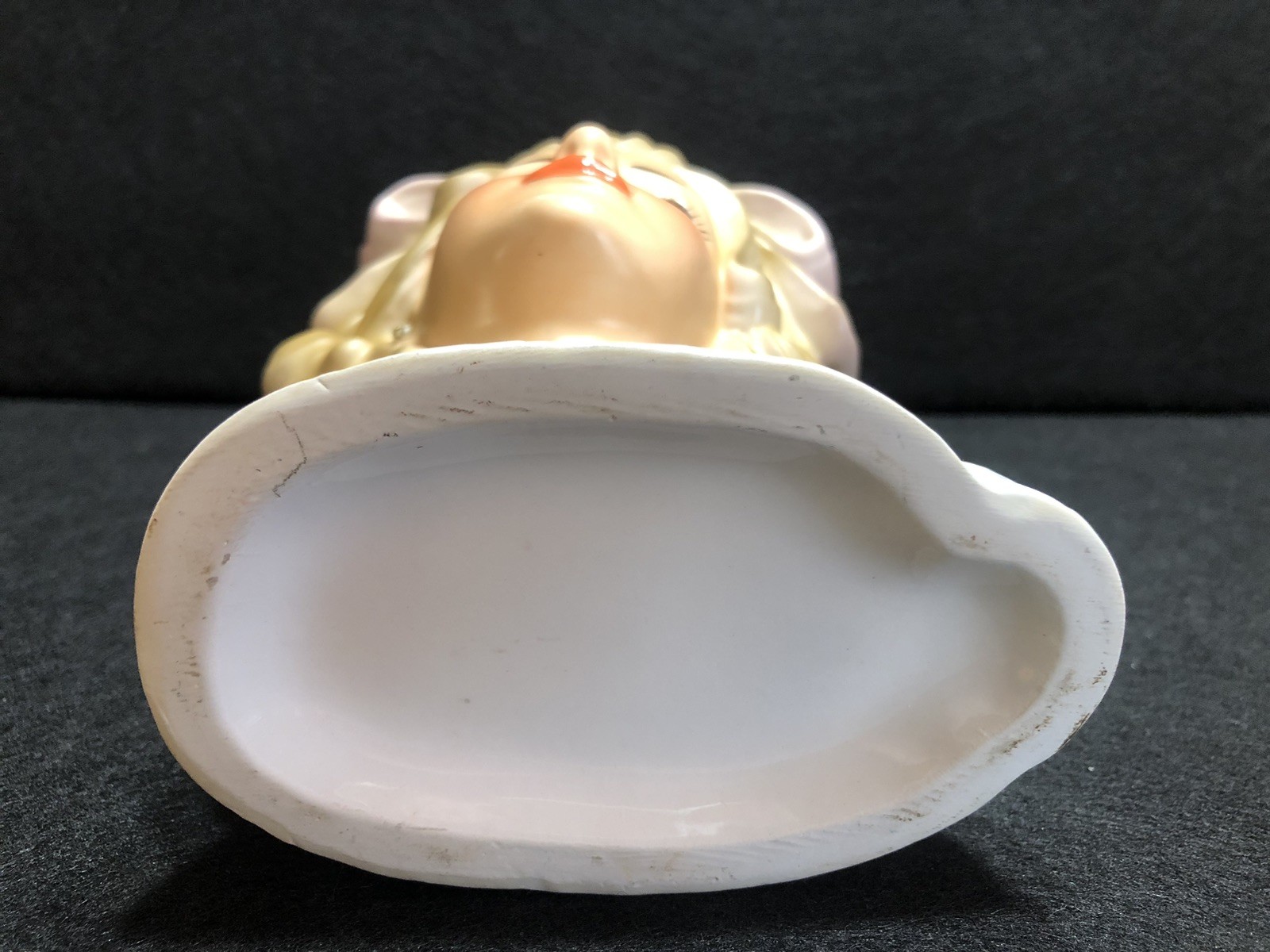 VINTAGE LADY HEAD VASE ENESCO “SMART GIRLS” Pink Bow 7” Pearl Earring MINT