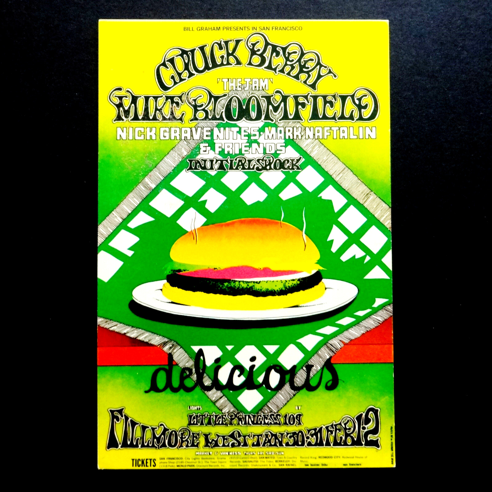 Bill Graham Fillmore Postcard Handbill BG 158 Chuck Berry Randy Tuten Hamburger