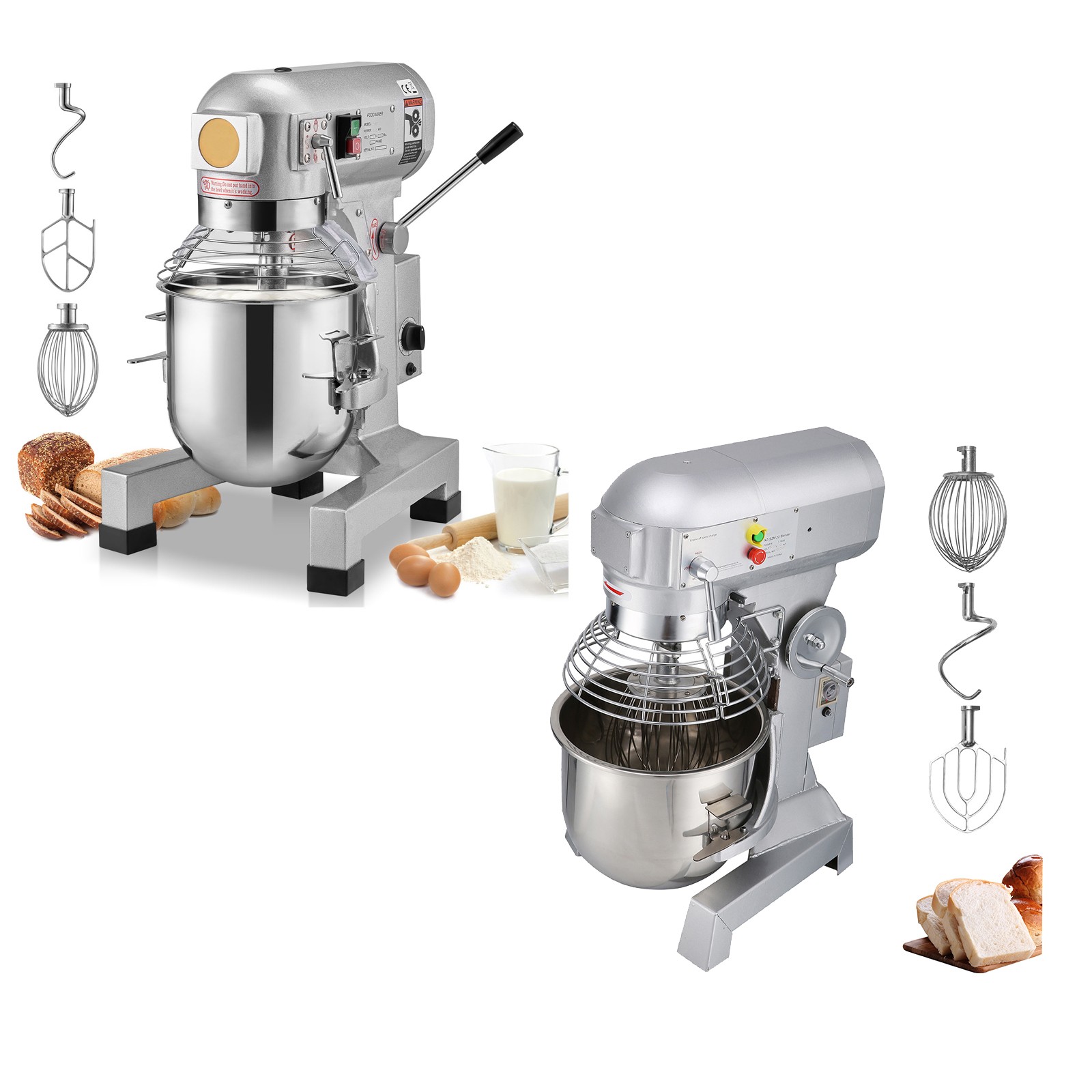 10/15/20/30 QT Commercial Food Dough Mixer 3-Speed Stand Electric Dough Mixer