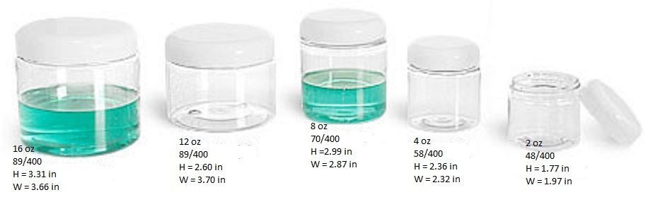 10 sets - .5 oz Clear Basic Jar 33/400 PET w/ CHOICE of caps -10 sets FREE SHIPP