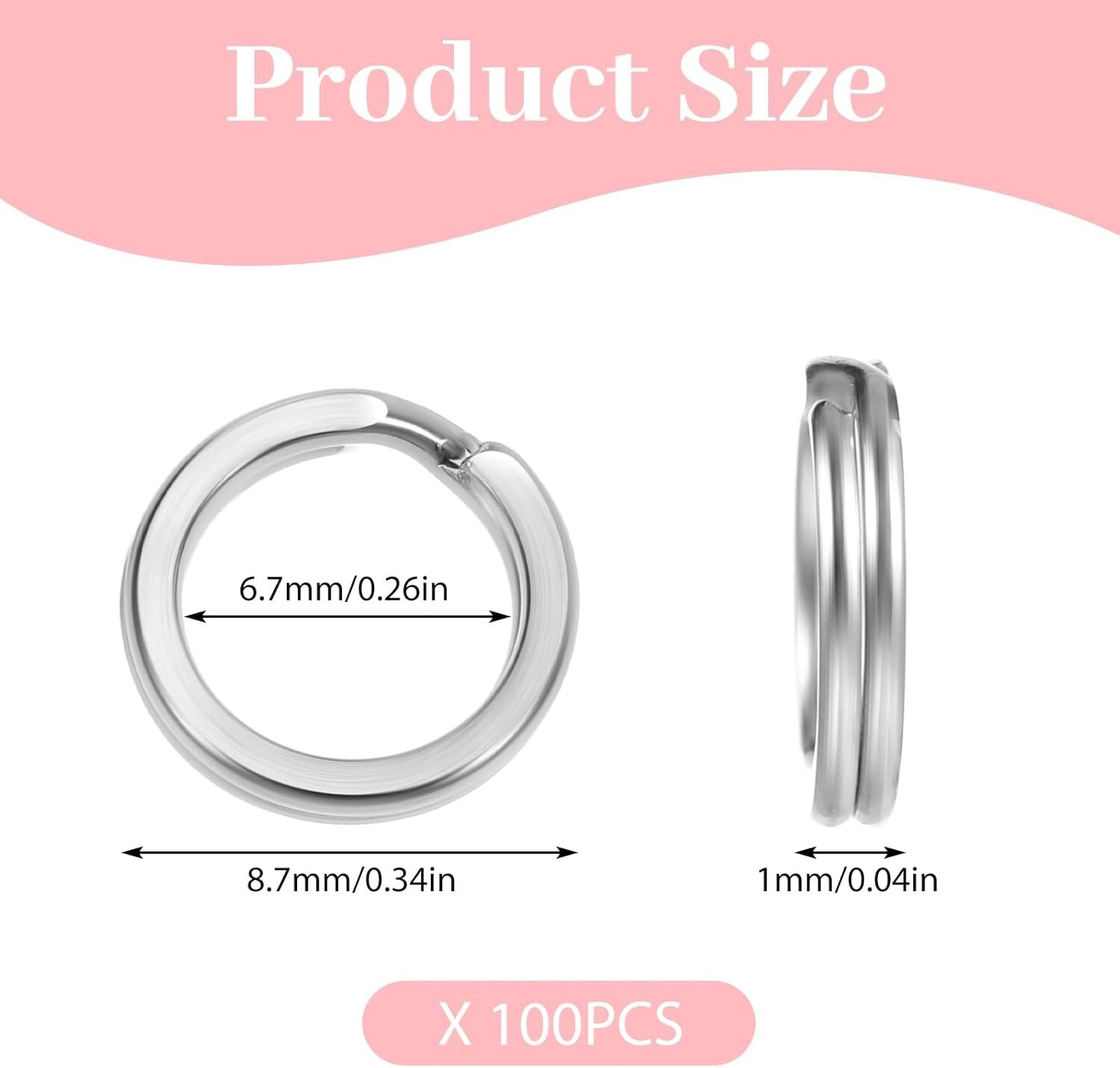 30pcs Split Rings 8mm Stainless Steel Small Key Chain Mini Keychain Rings Spl...