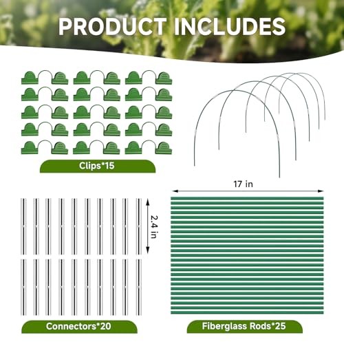 25pcs Garden Hoops Rust-Free Fiberglass Greenhouse Hoops