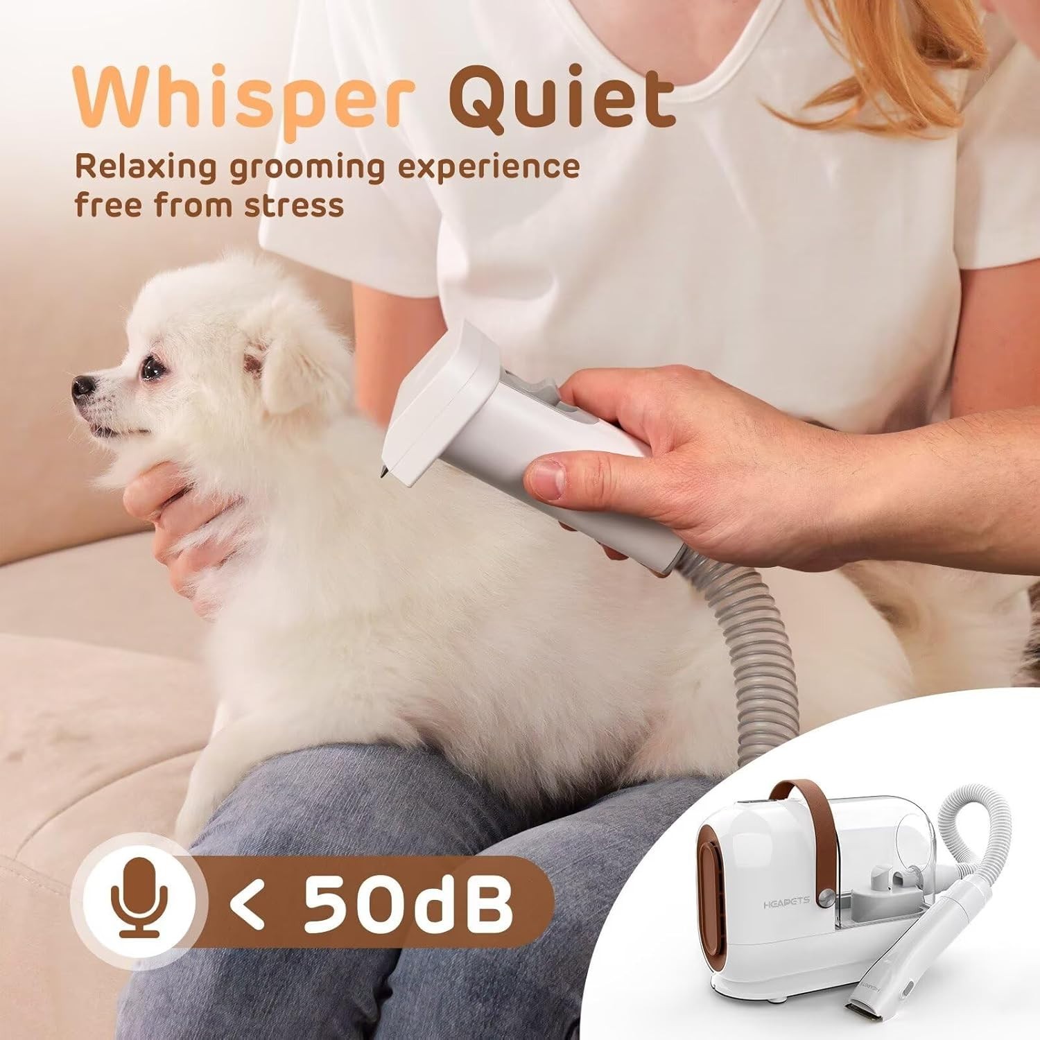 Dog Grooming Vacuum Kit – 3L Low Noise Pet Hair Vacuum w/ 7 Tools, Clipper