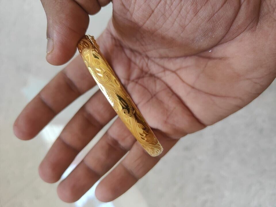 Old Style New Style 14k Yellow Gold Plated 7.5" Bangle Bracelet Unisex