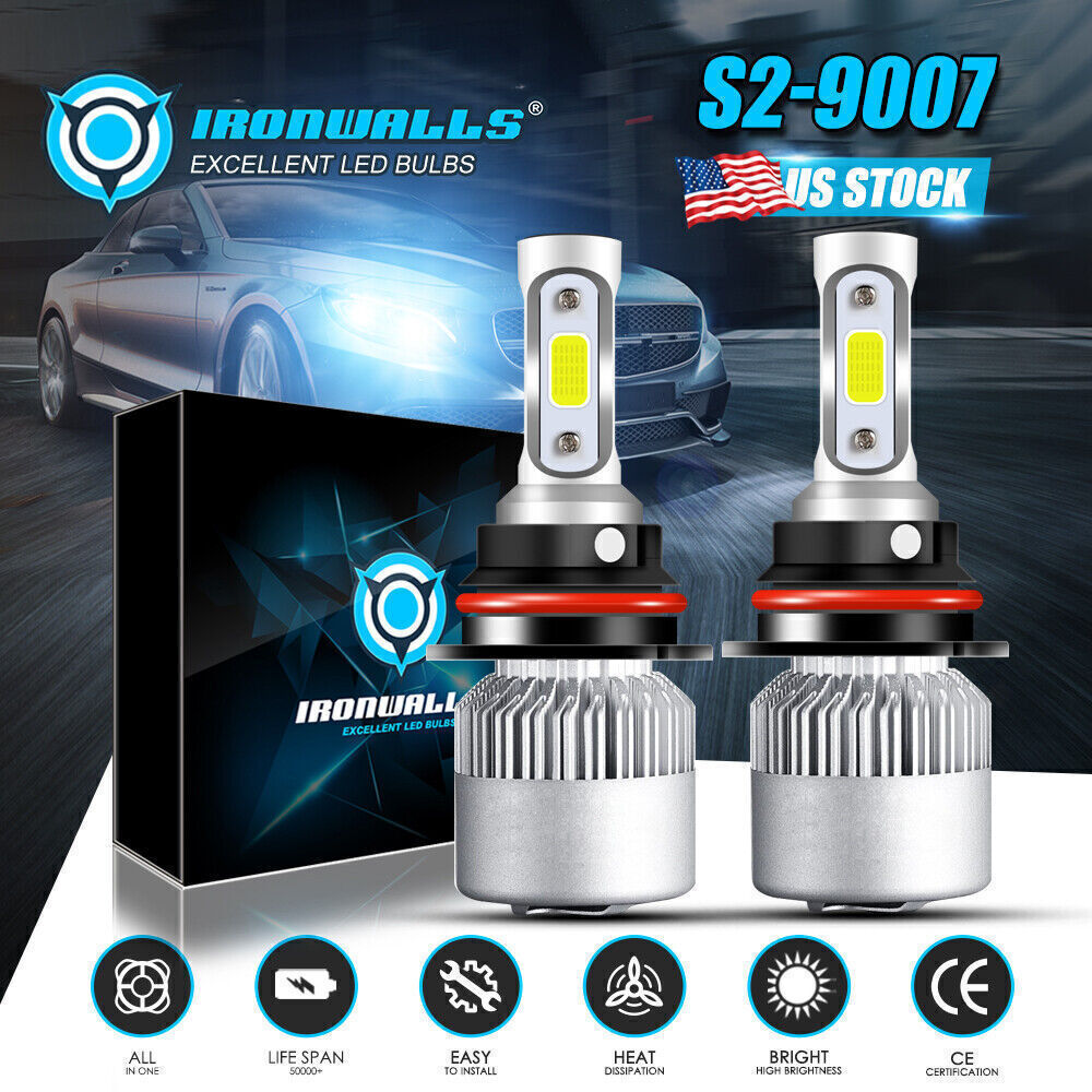 Pair HB5 9007 LED Headlight Conversion Kit Bulbs High Low Beam White 6000K Lamps