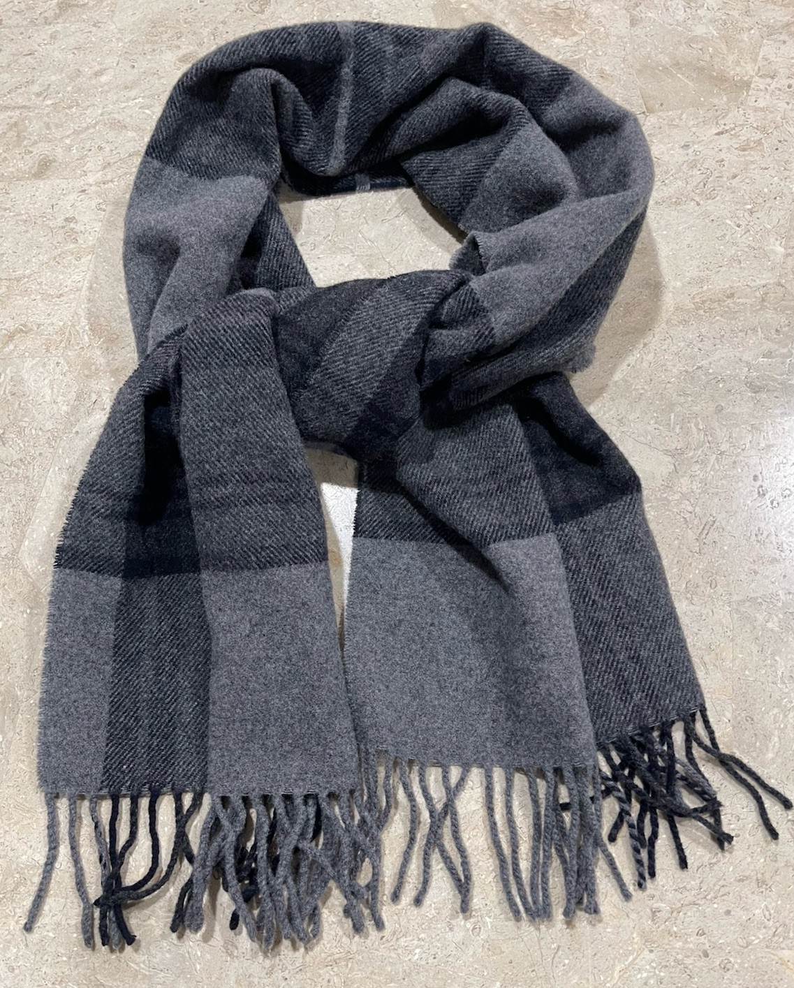 Italian Woollen Treasures 100% Lambwool Scarf Made In Italy Multi Gray 70” X 40”