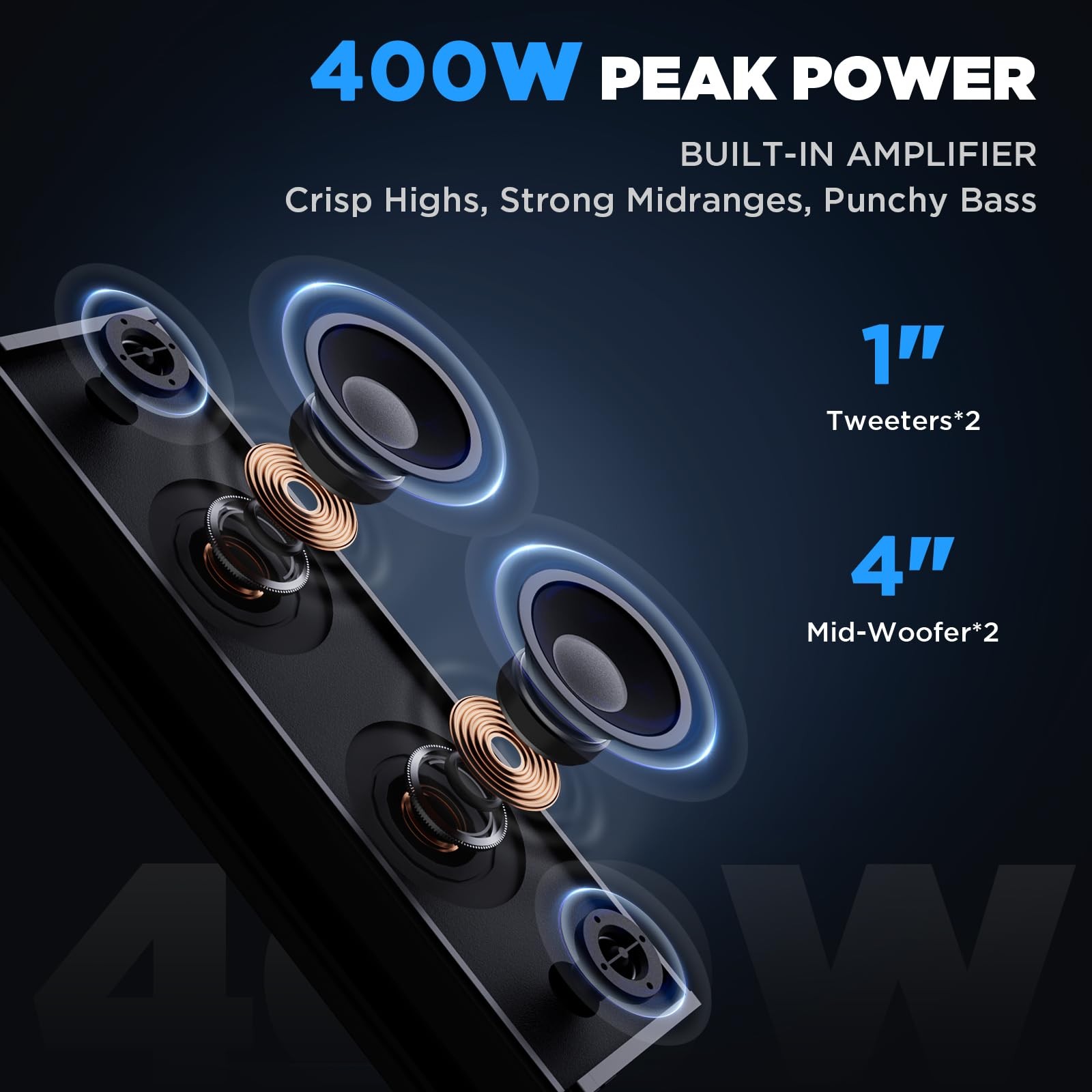 Ehaho 17 Inch UTV Sound Bar, ATV SoundBar Bluetooth with RGB 17 IN, Black