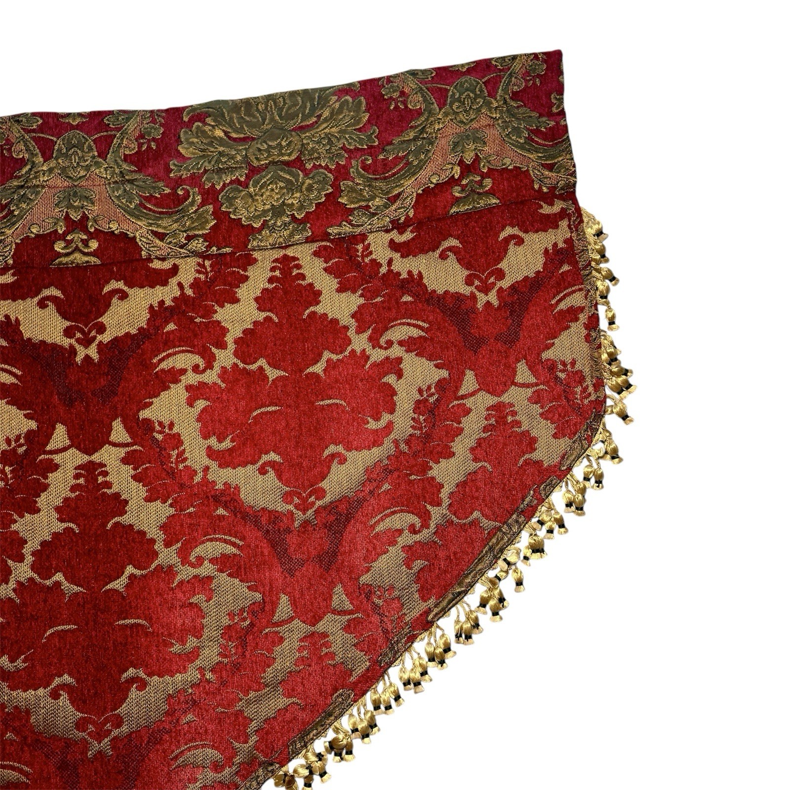 CROSCILL Imperial Empress CURTAIN Valance Brocade Red Gold Tassels Tapestry EUC