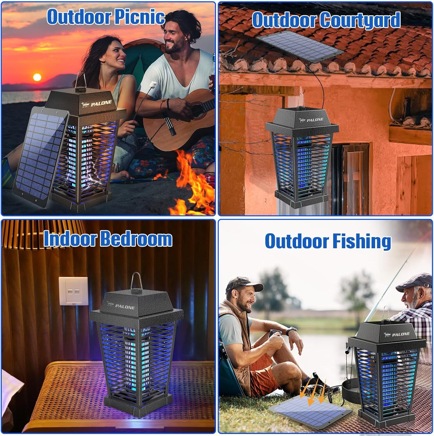 4500V Solar Bug Zapper – Outdoor/Indoor Mosquito Killer with UV Light & Type-C