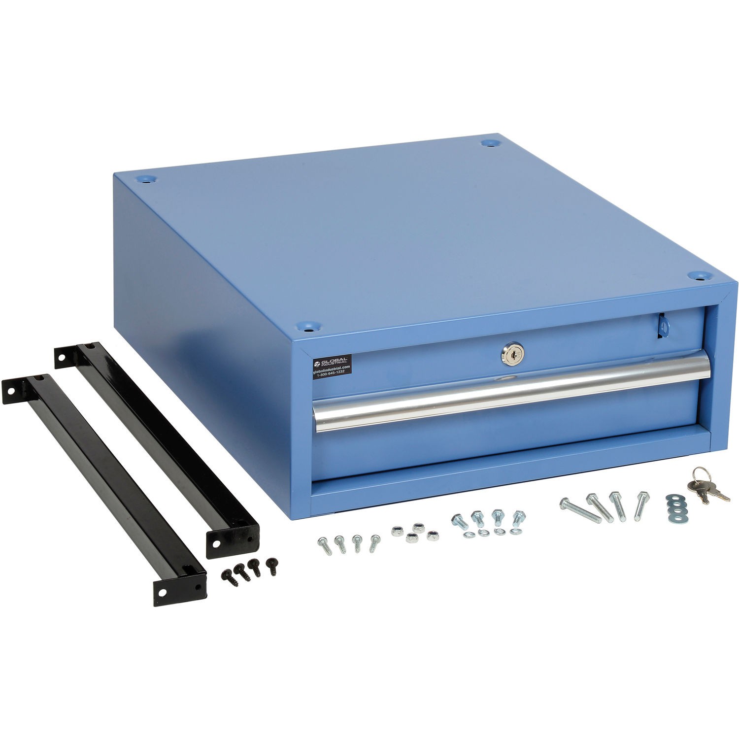 Global Industrial Steel Drawer W/ Cylinder Lock 17-1/4"W x 20"D Blue