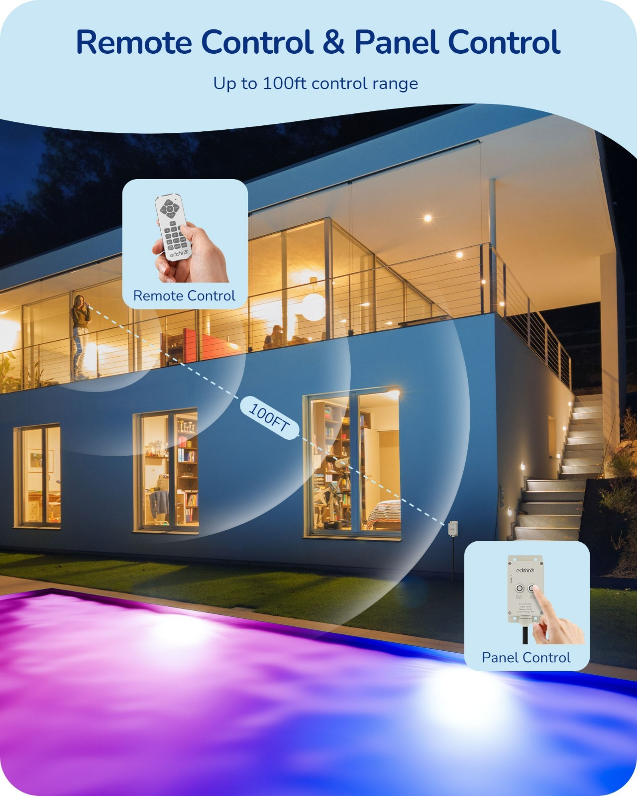 EDISHINE 12V LED Pool Lights for Inground Pool RGBW Dynamic Effects Waterproof