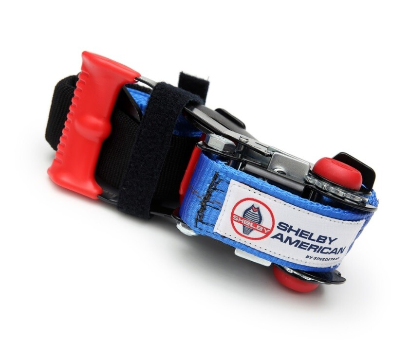 Shelby Logo Ratchet Strap Car Trailer Tie Down Kit with Carry Bag