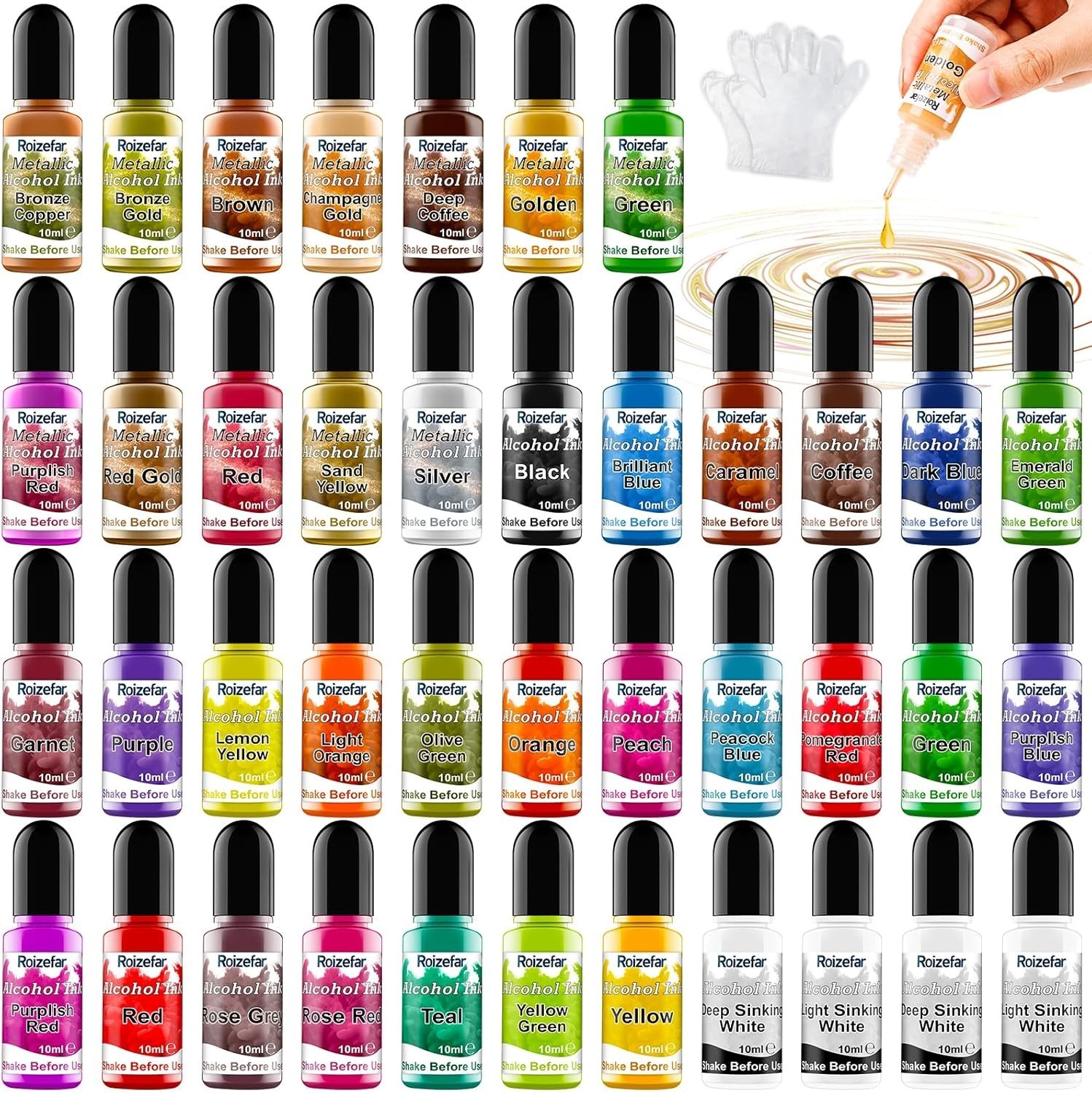 Versatile Alcohol Ink Set - 40 Vivid Colors for Exceptional Painting and Dyeing