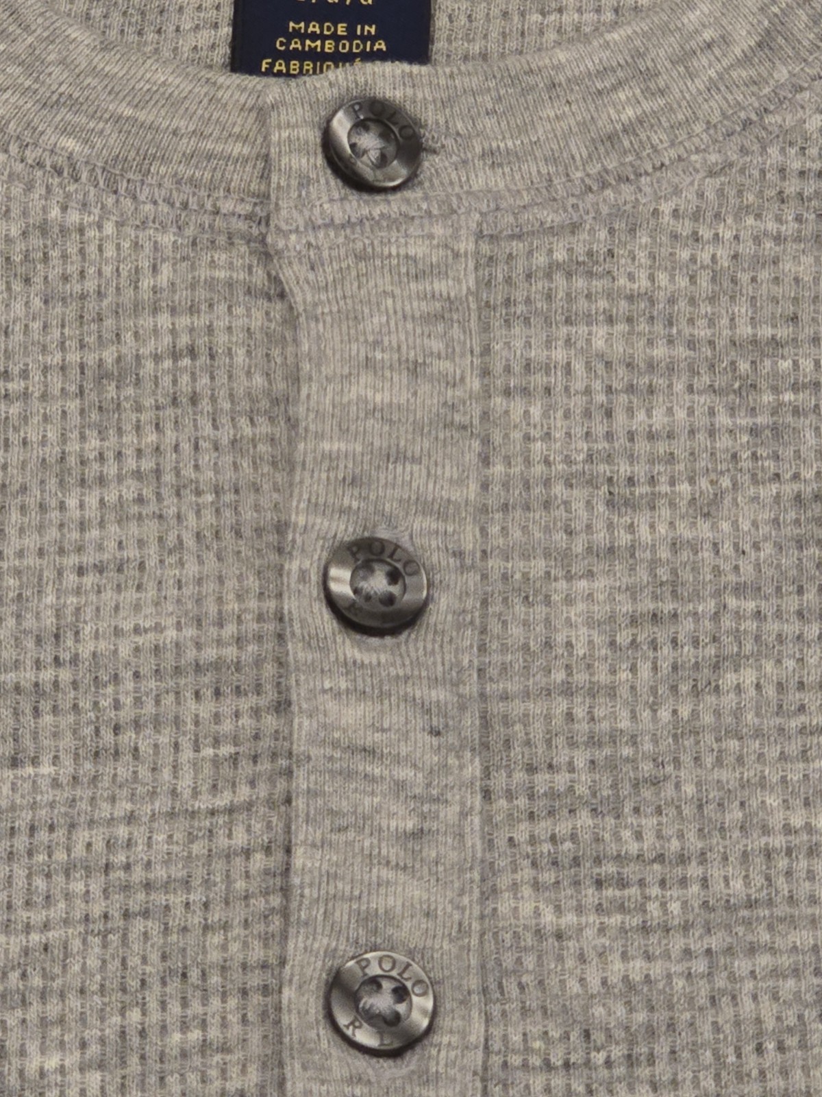 NWT Polo Ralph Lauren Waffle Knit Henley Thermal Crew-Neck T-Shirt SZ- L - Gray