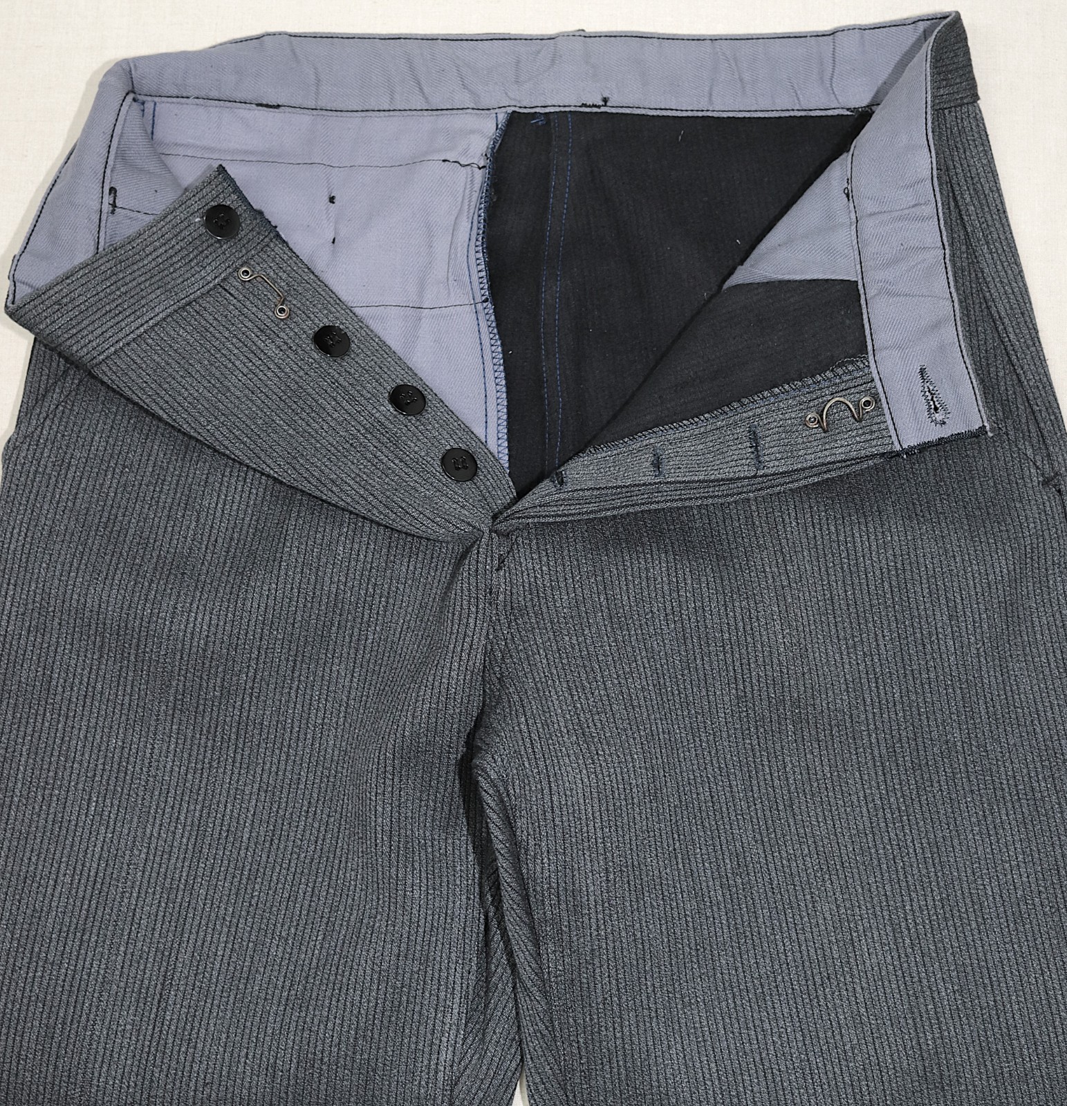 New French 1950s Grey Cotton Pique Work Chore Pants LAVAL W32 Made in France