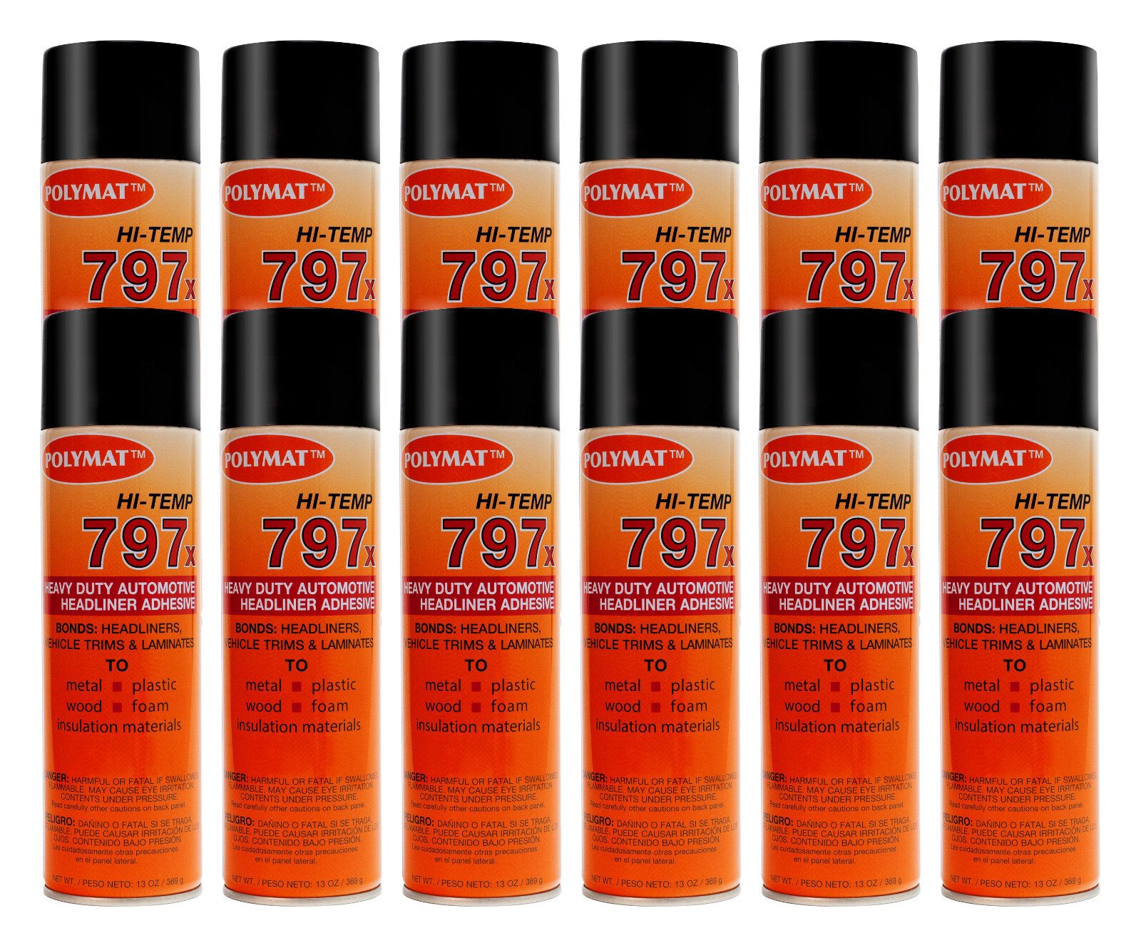 QTY12 Polymat 797 Hi-Temp Industrial Spray Glue Adhesive BONDS PLASTIC to METAL