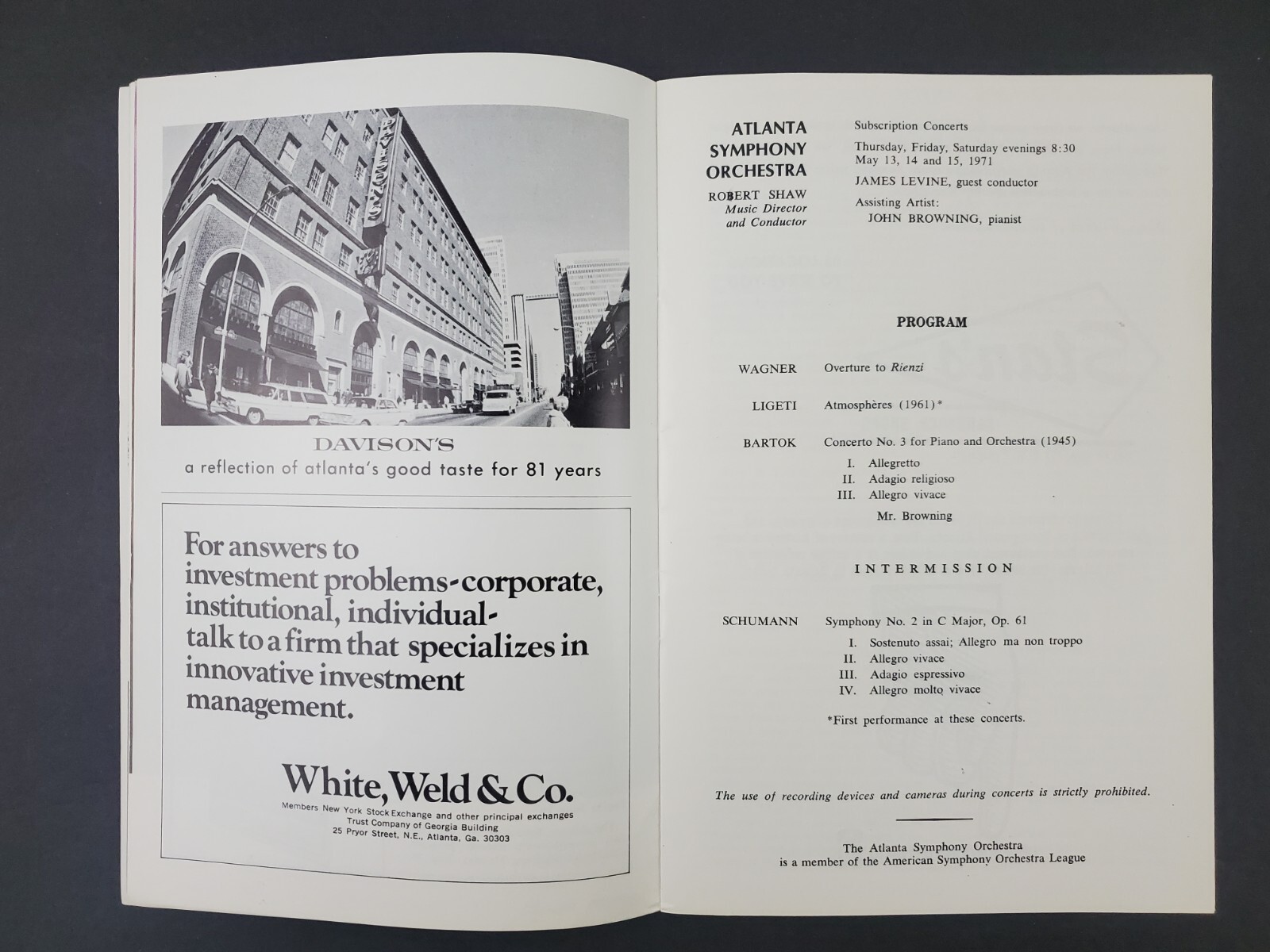 1971 Atlanta GA Sandy Springs DeKalb Arts Center Magazine ASO Youth Orchestra