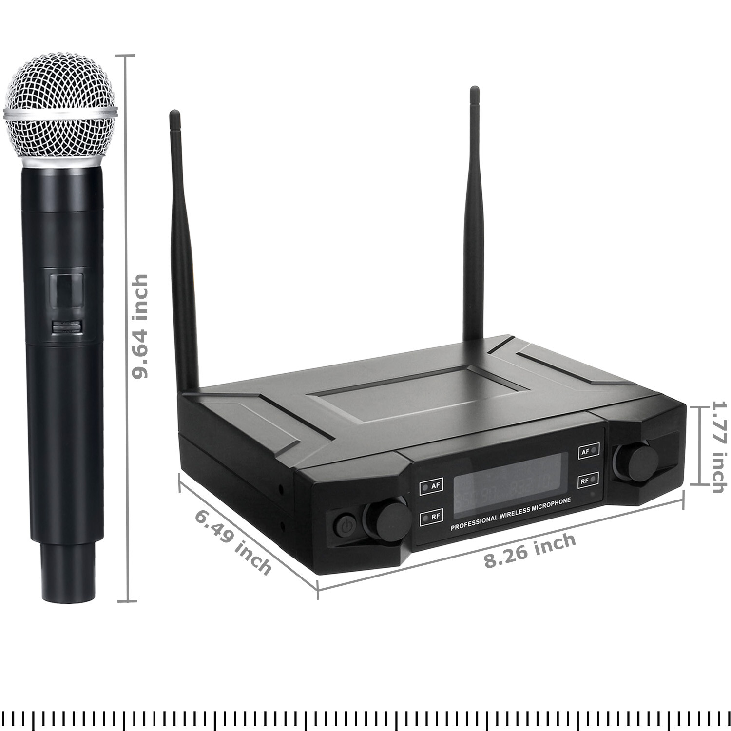 Professional 2 Channel UHF Wireless Dual Microphone Cordless Handheld Mic System