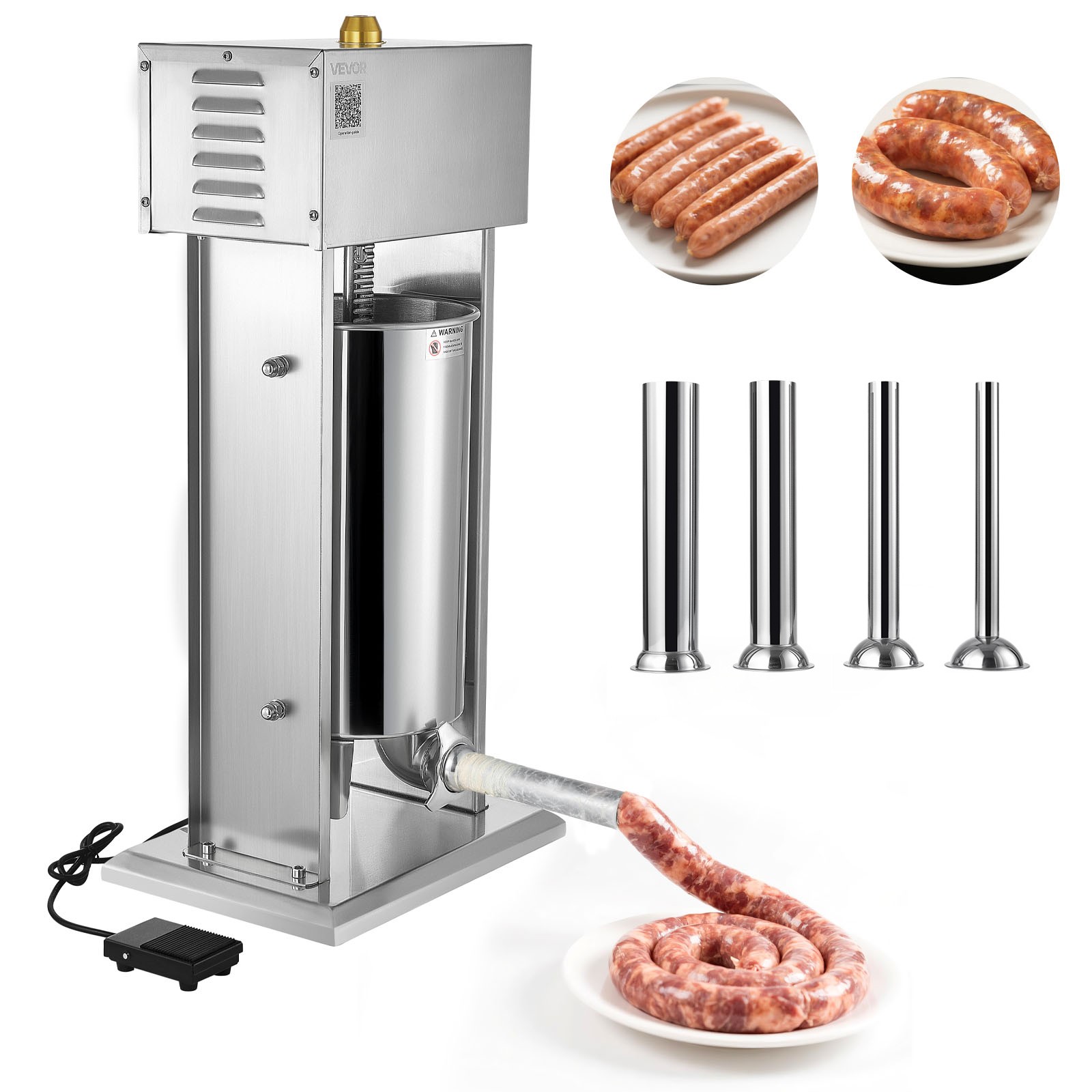 VEVOR Electric Sausage Stuffer 33 LBS / 15 L with 4 Tubes for Commercial & Home