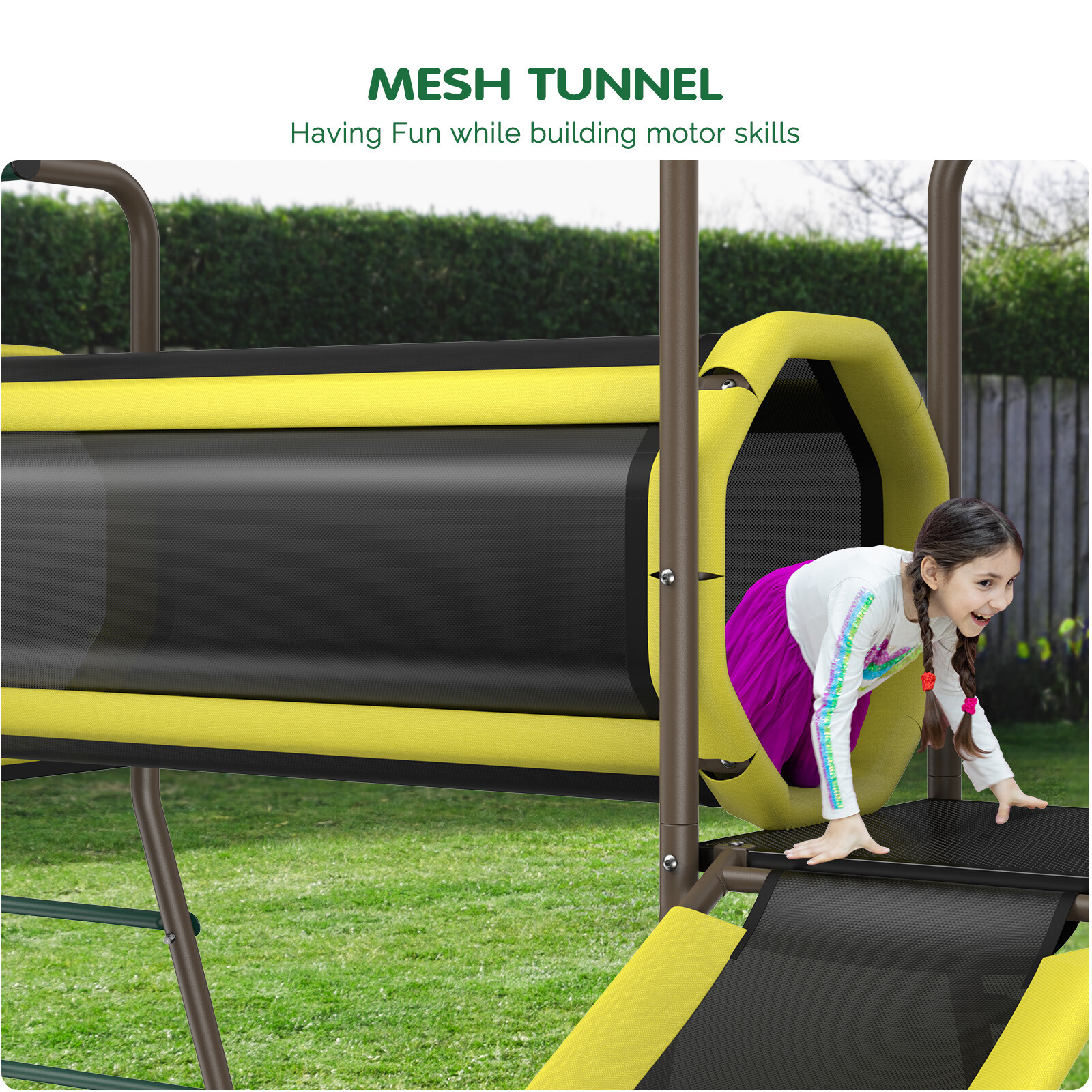 660lbs Playground Metal Swing Set Heavy Duty with Slide Outdoor Play for Kids