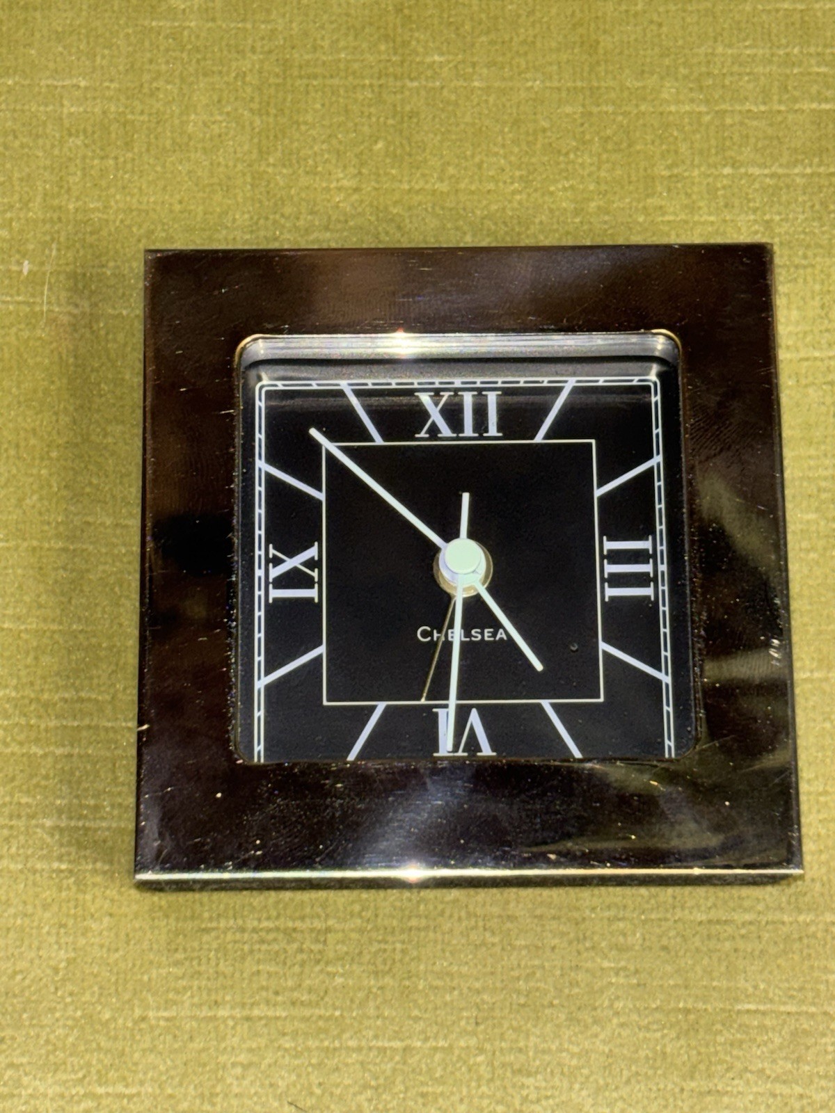 Chelsea Polished Nickle Art Deco Desk Alarm Clock German Quartz Movment 3"