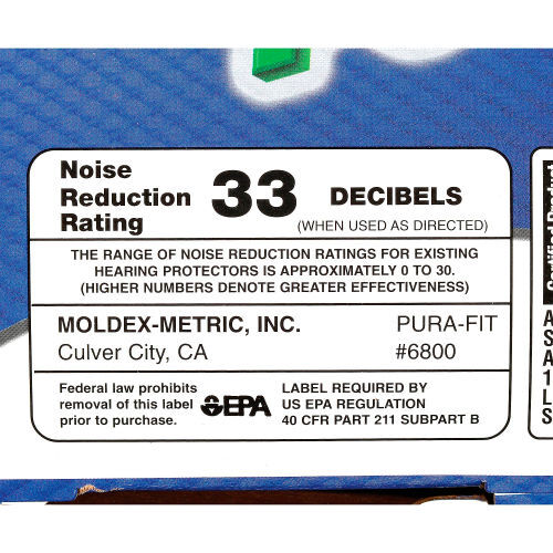 Moldex 6800 Purafit Tapered Earplugs Soft Foam NRR33 Uncorded Quantity
