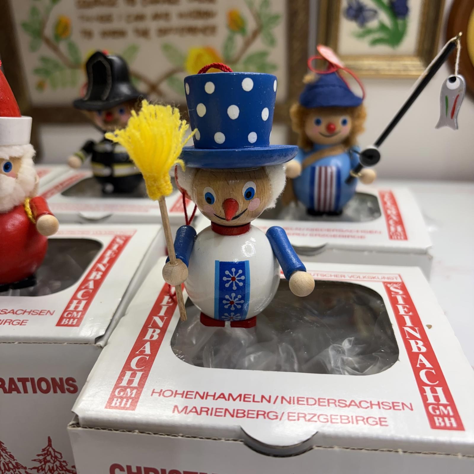 Steinbach Germany Vintage Wooden Ornament Set of 6 Used