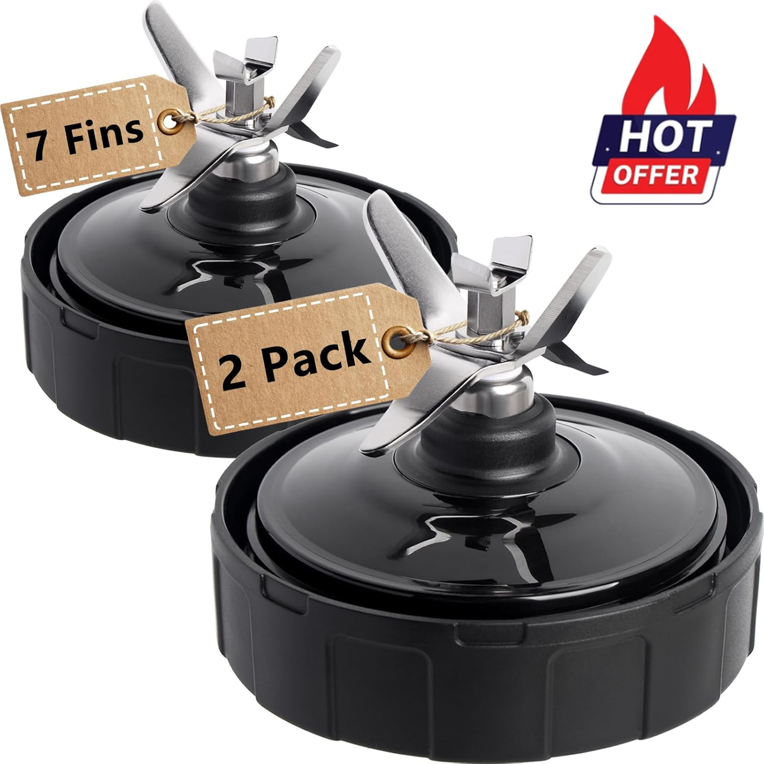 2Pack-Replacement Extractor Blade For Nutri Ninja 7Fin Auto iQ BL480/482/640/642