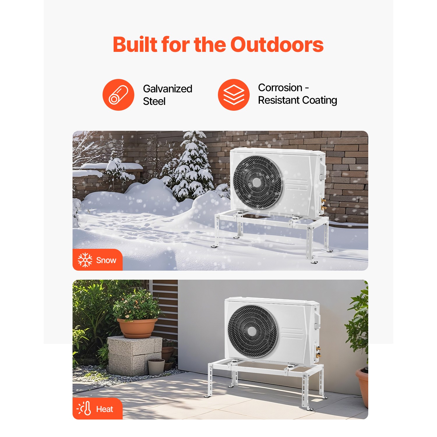 Mini Split Ground Stand Adjustable Anti Vibration for 9000-24000 BTU