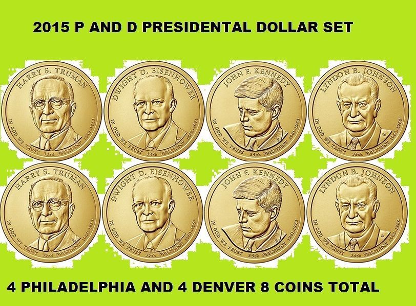 Complete set P&Ds 2015 Presidents 8coin set.