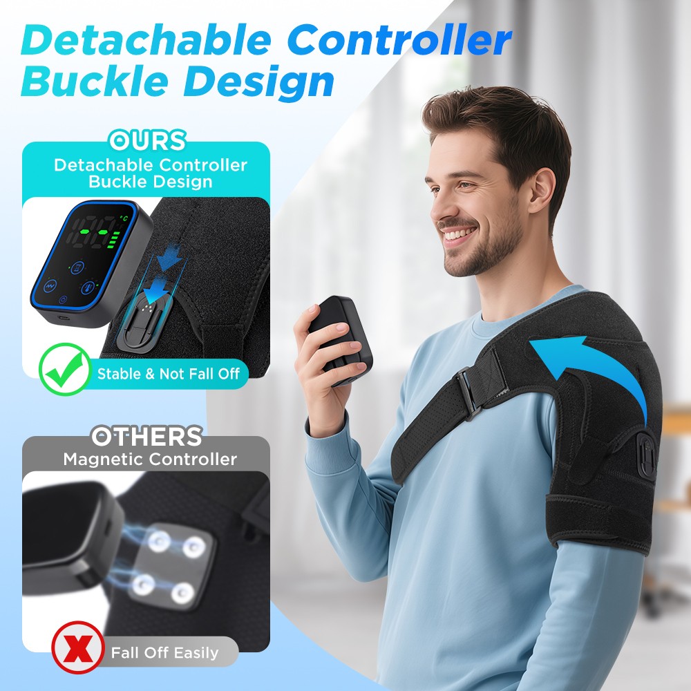 2026 Heated Shoulder Massager with Vibration Dual Therapy Pad Rechargeable