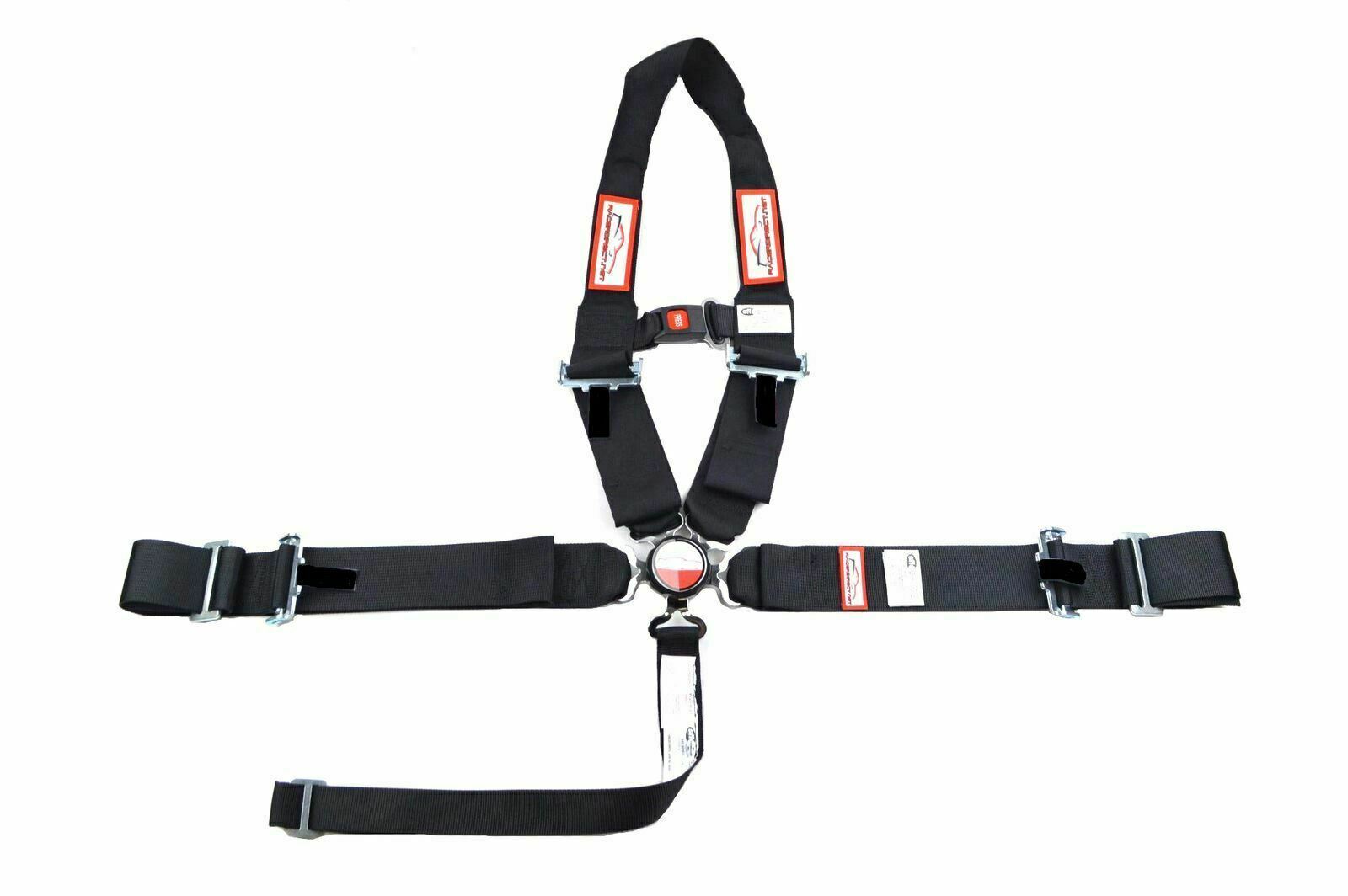 5 POINT RACING HARNESS WITH STERNUM STRAP & NECK DEVICE U BELT SFI 16.1 BLACK