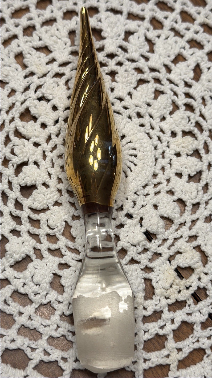 Vintage Gold Flame Twist Genie Decanter Stopper (Only) 1” Diameter 6.5 Tall
