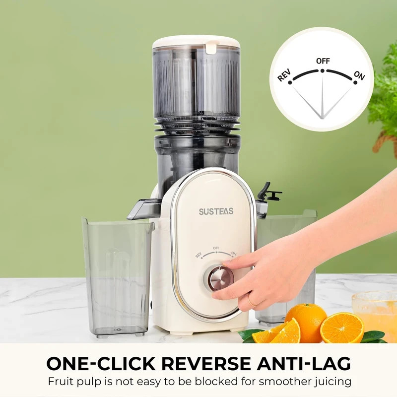 Cold Press Juicer 300W 5.3 inch Large Feed Chute 1.5L Capacity Beige