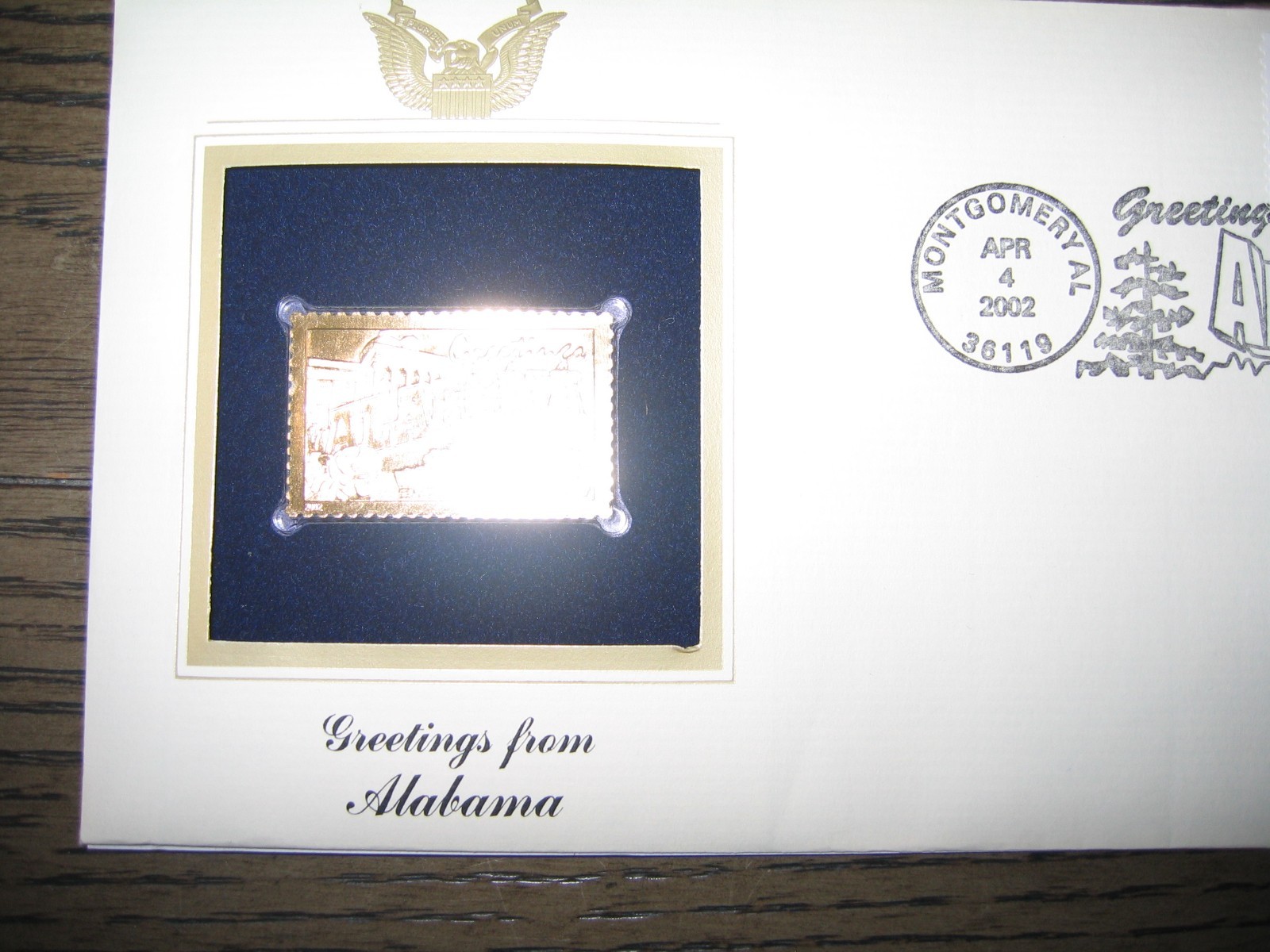 2002 ALABAMA Greetings From America replica Gold Stamp Golden COVER
