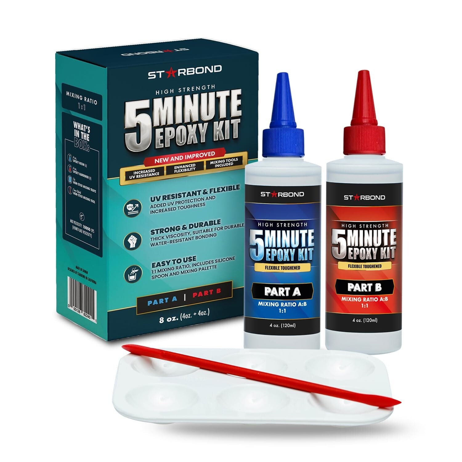 Starbond 5-Minute Epoxy Kit - Easy 1:1 Ratio, 8 oz. (4 oz. Part A, 4 oz. Part B)