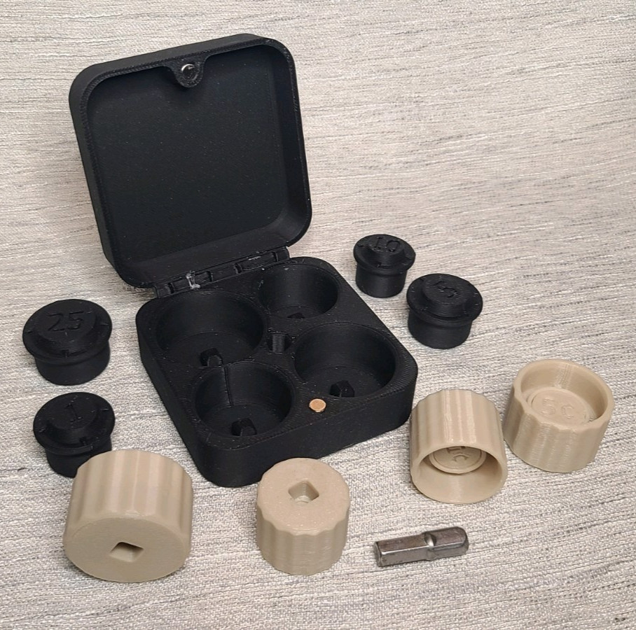 10 piece Coin Roll End Crimp Set with Steel crimp tabs. Includes 1/4" drive bit