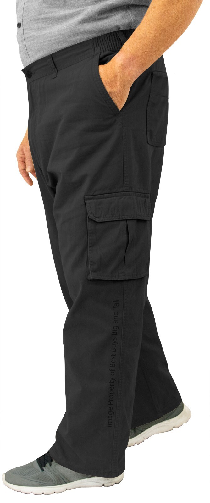 ROCXL Big & Tall Men's Cargo Pants Expandable Waist 100% Cotton Sizes 44 - 68