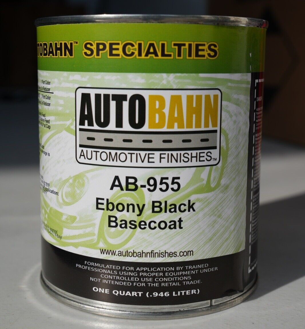 Autobahn Ebony Black Base Coat AB-955 Quart Size Auto Paint GM WA 8555 High Teck