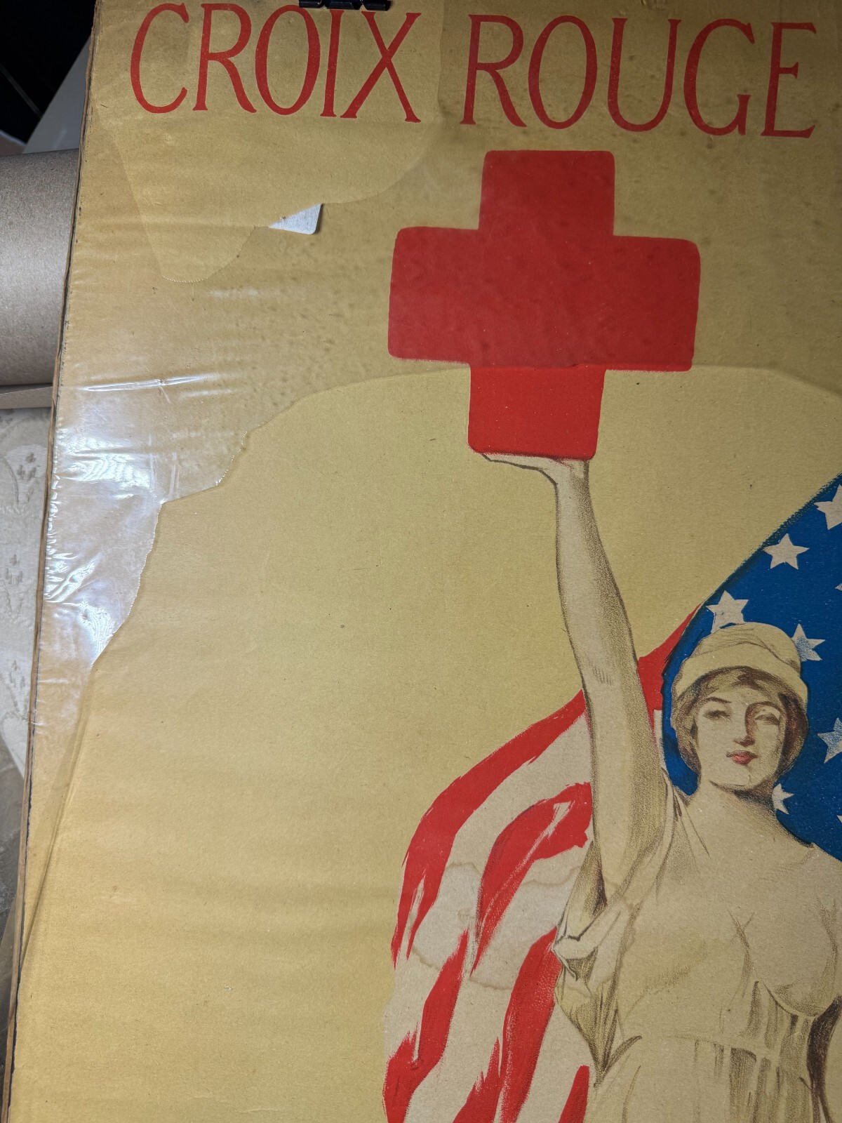 Rare Original WW1 "Croix Rouge Americaine, L'Amitie Des Etats Unis" Poster