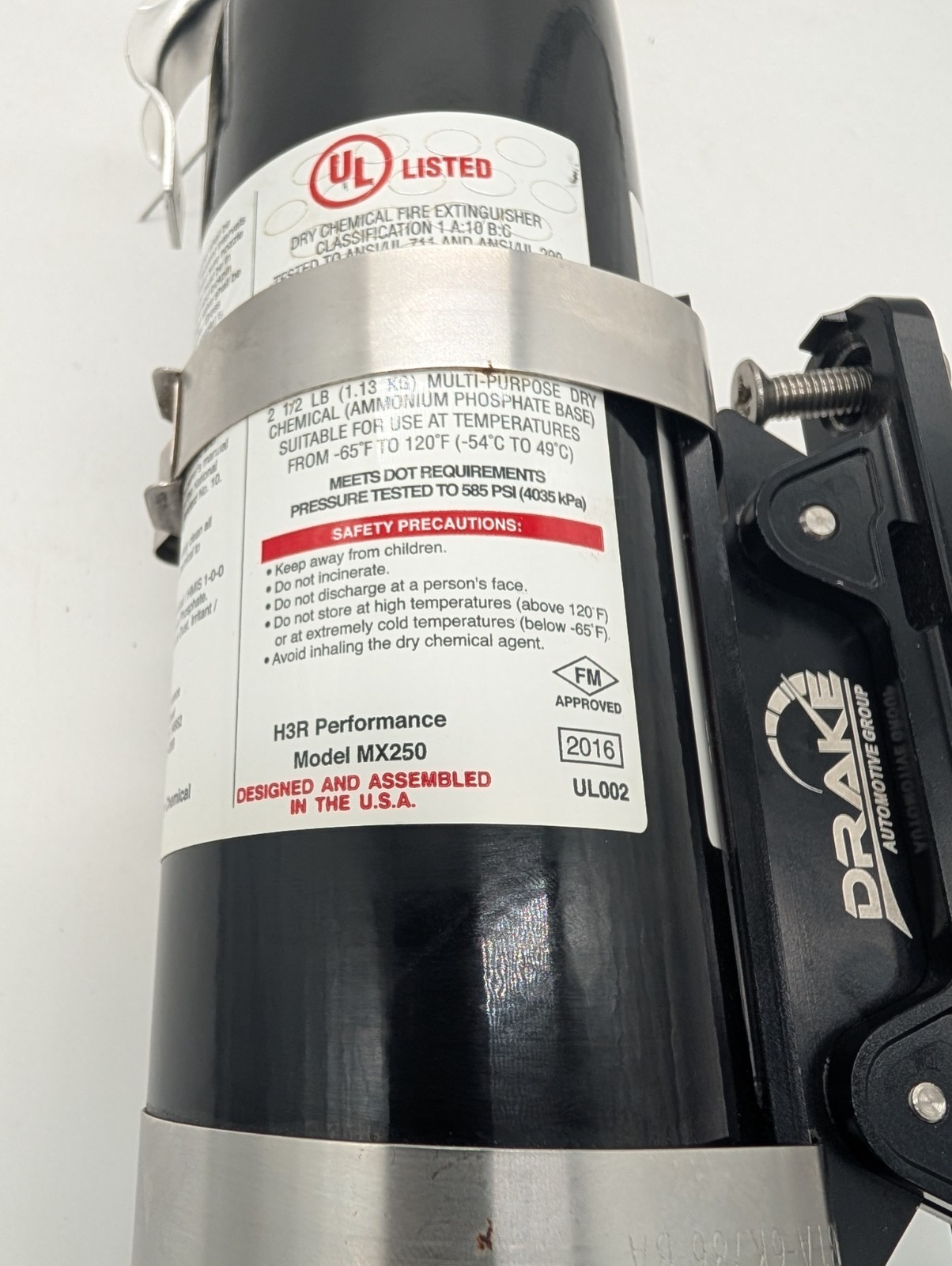 Drake FIREX-MNT-DAG Quick Release Fire Extinguisher Mount and H3R Extinguisher