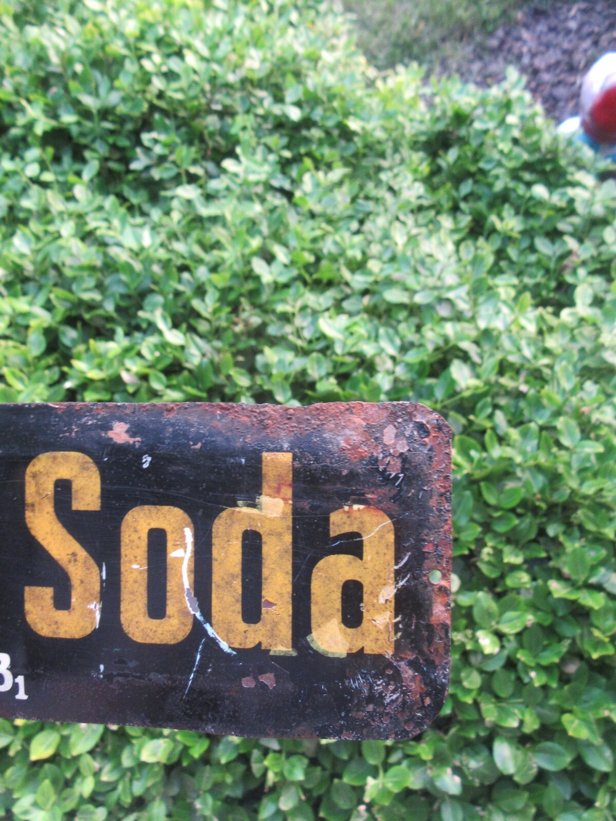 Vintage 1940's B-1 Lemon Lime Soda Tin Metal Door Push (16")