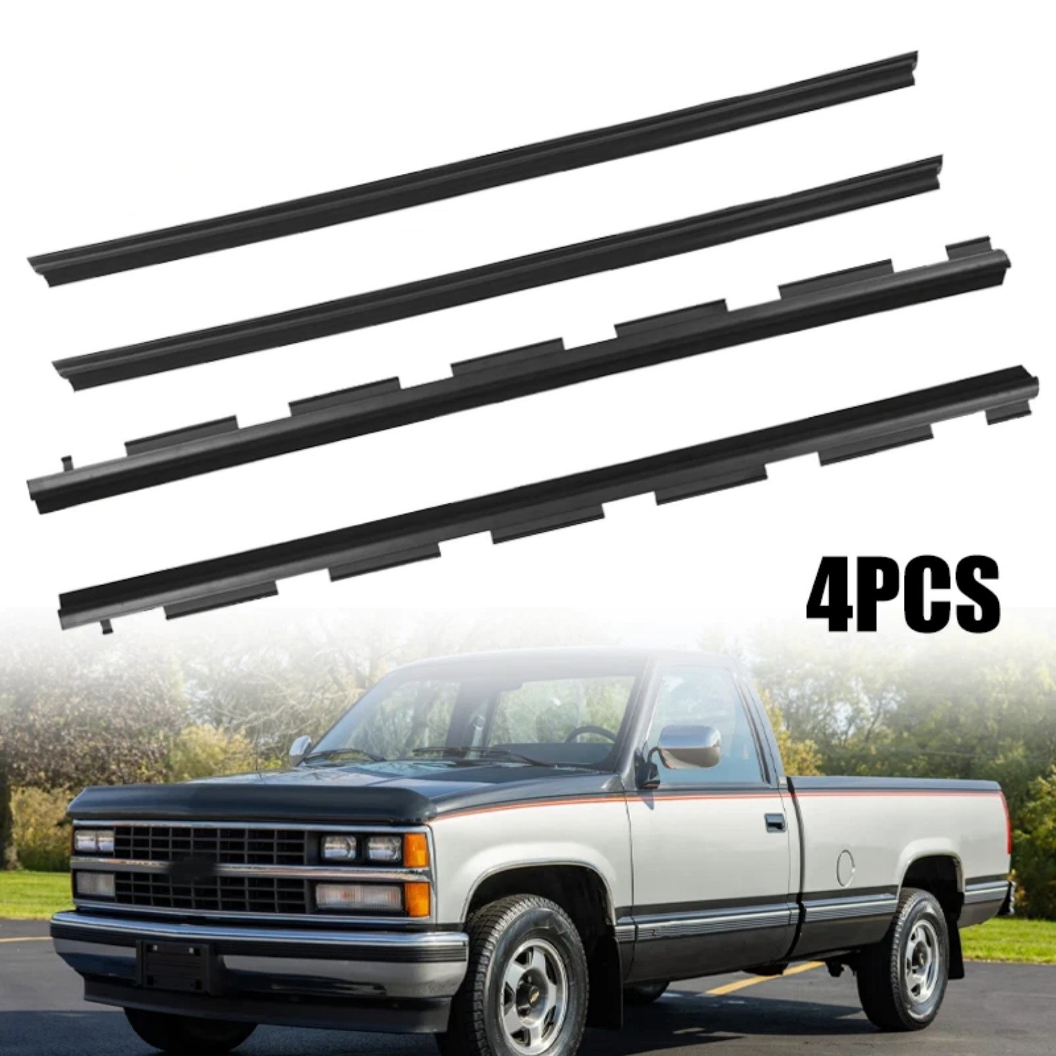 4X Inner & Outer Door Window Belt Weatherstrip Seal Sweep Felt Kit For Chevy/GMC