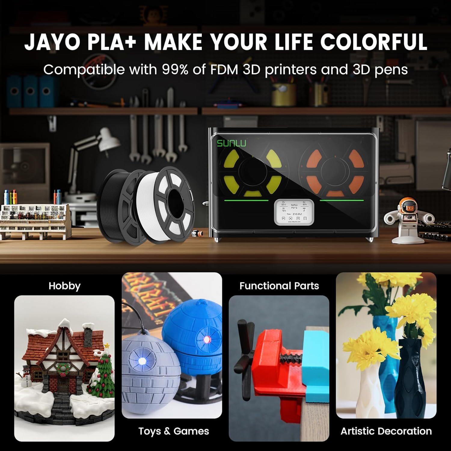 {BUY 10 PAY 6}JAYO PLA Matt PLA+ PETG SILK ABS 3D Printer Filament 1.75mm 1.1KG