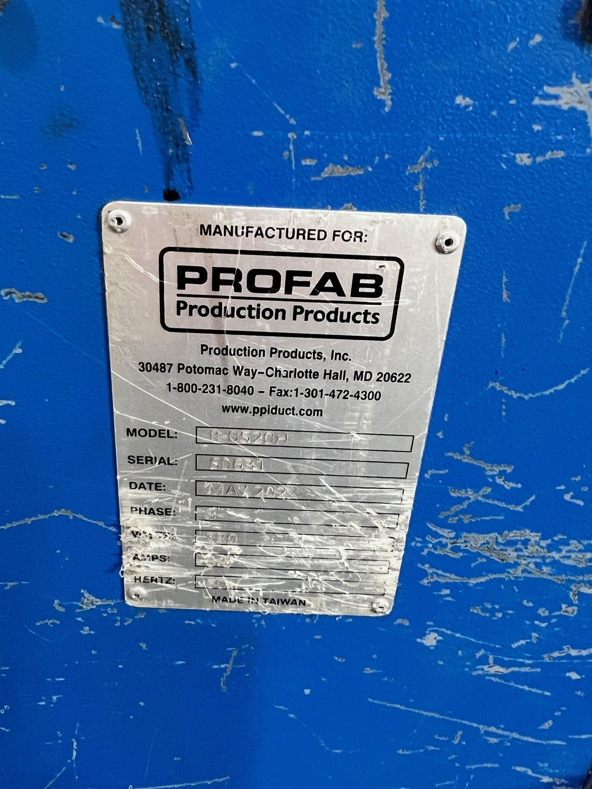 USED PROFAB MODEL R-0520H 61" x 14 GAUGE 3 ROLL INTIAL PINCH PLATE ROLL