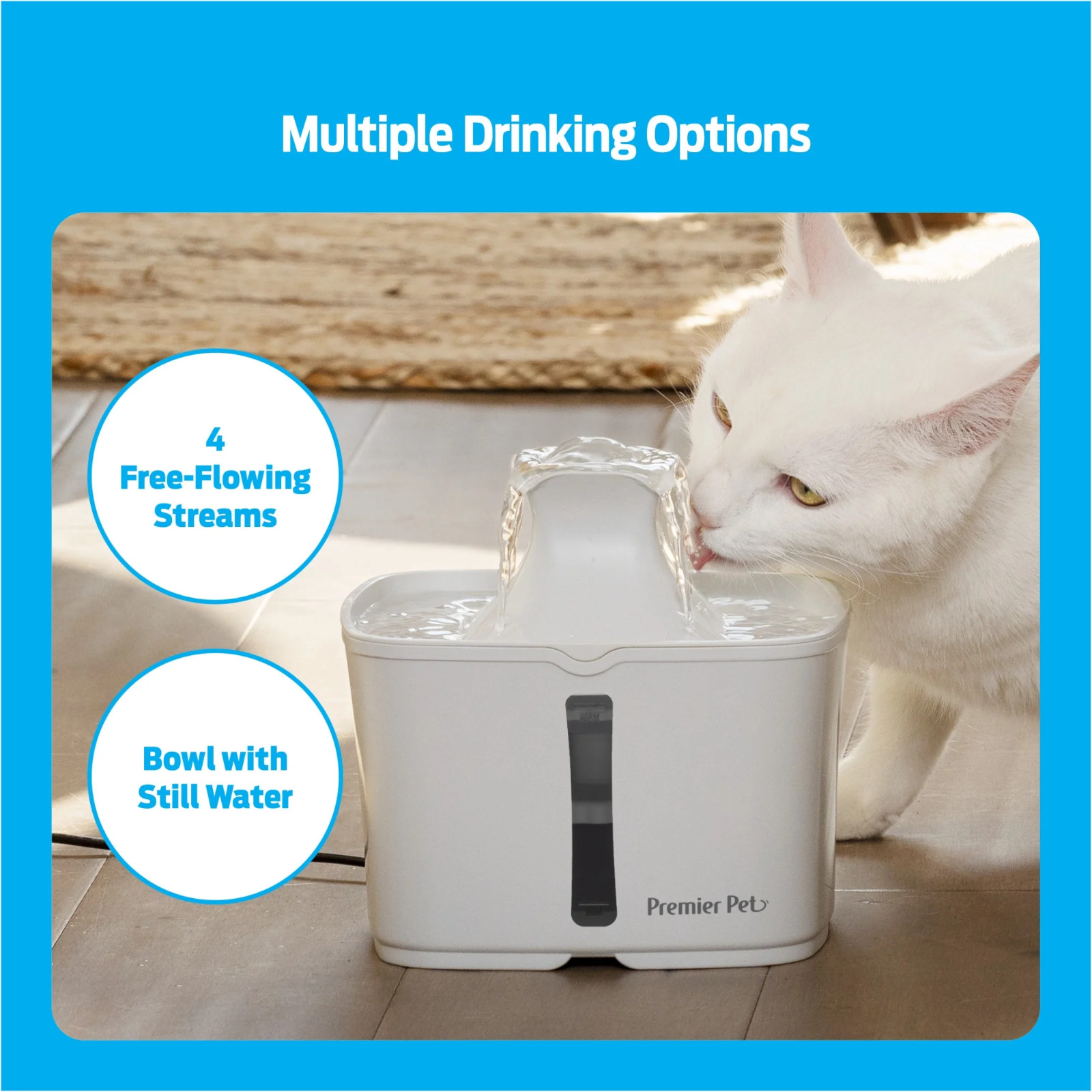 Premier Pet Automatic Water Fountain System + Filters For Cat & Dog - 60-128 oz