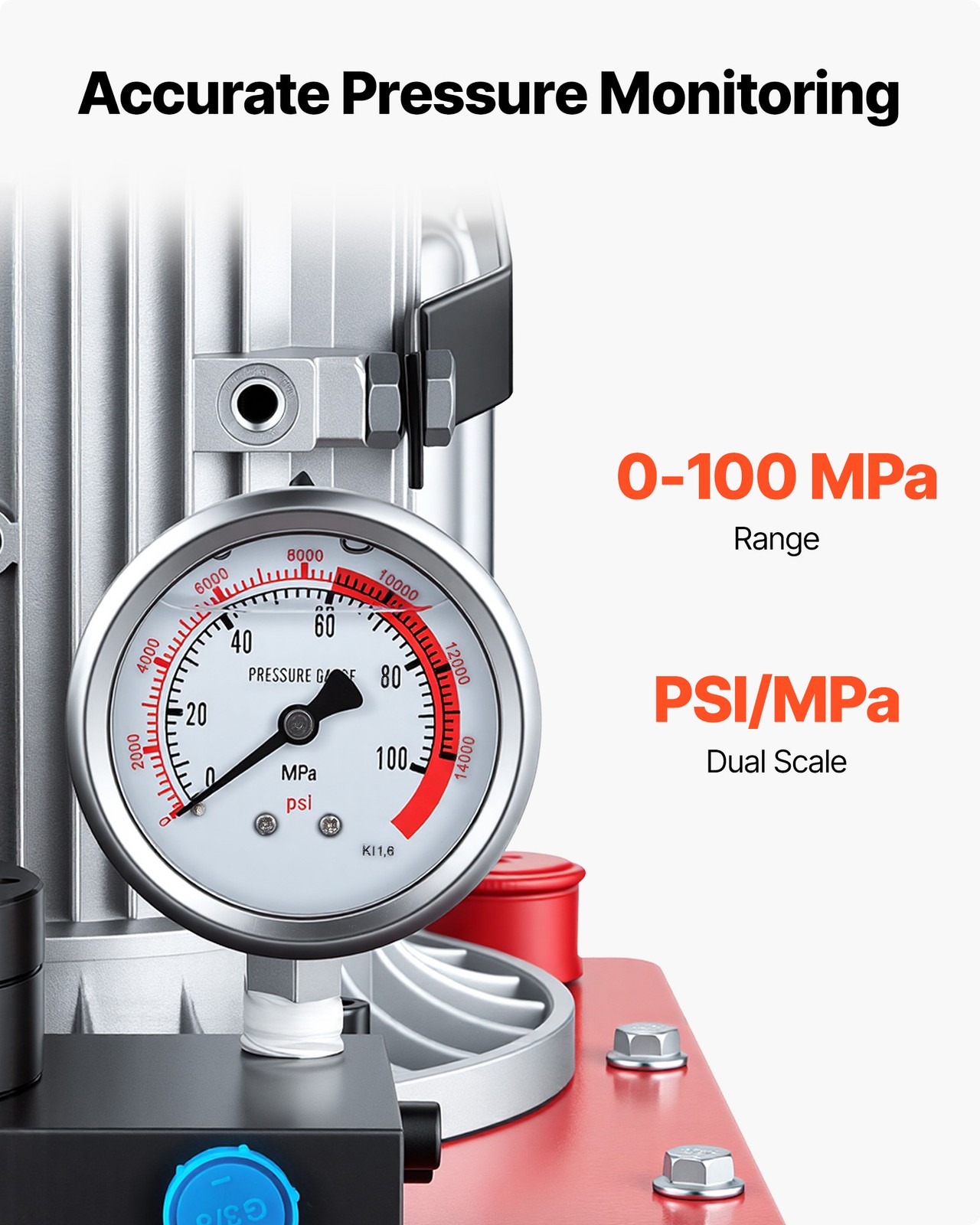 VEVOR Electric Hydraulic Pump 750W 10000 PSI Double Acting Hydraulic Power Unit