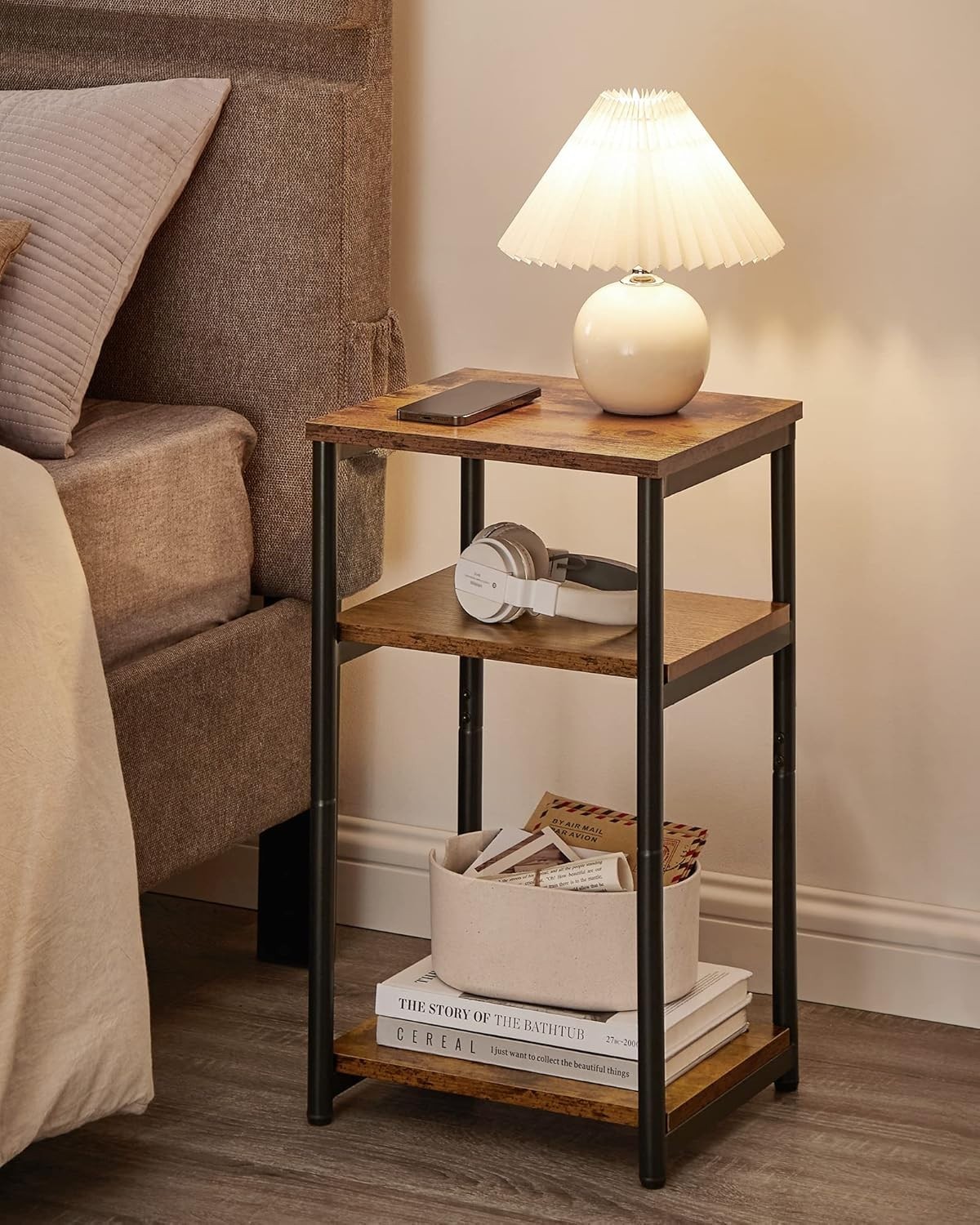 Side Table, Small End Table, Tall Nightstand for Living Room, Bedroom, Office...